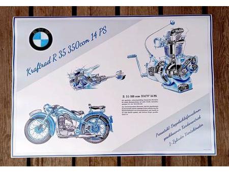 BMW poster-bmw-r35-m-motor-kardan-schnittzeichnung-plakat-oldtimer Used ...