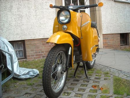 0555 Moped Bike Moto Schlüsselanhänger Simson Schwalbe gelb yellow  Art 